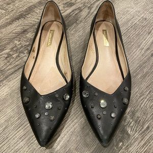 Louise Et Cie Rhinestone Leather Flat Slip Ons